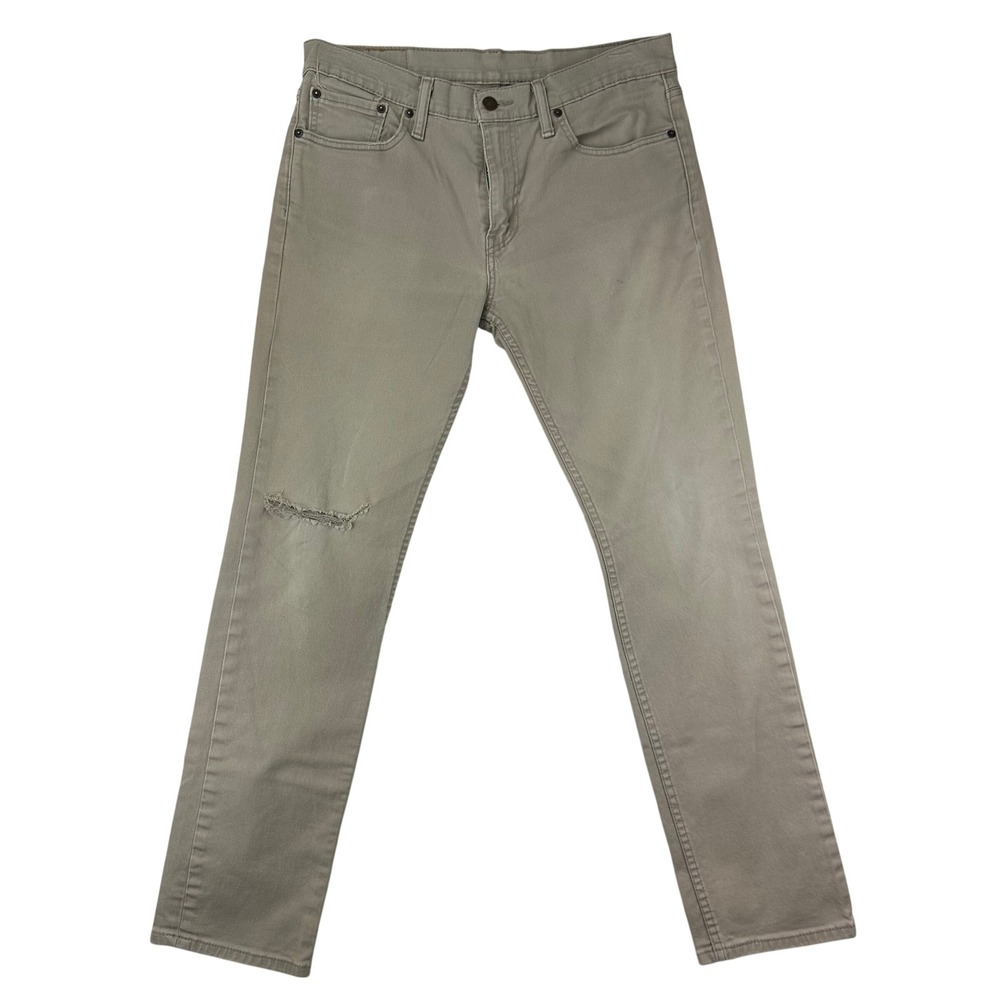 Levi Strauss Pants Mens 511 Slim 32x32 Khaki Tan Distressed Chino Cotton Stretch